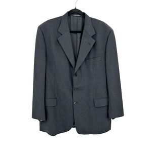 MICKEY SPATZ Gray 100% Virgin Merino Wool Triple Button Blazer Jacket Size 46L